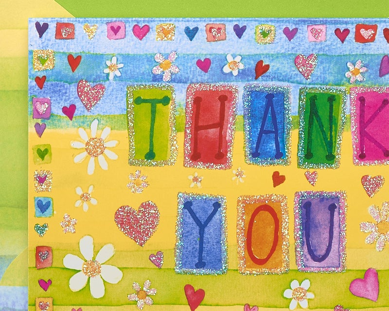 Papyrus Thank You Cards with Envelopes, Glitter Hearts (14-Count) - Image 3